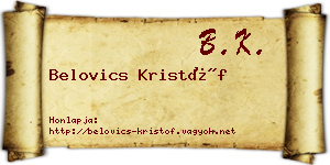 Belovics Kristóf névjegykártya