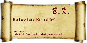 Belovics Kristóf névjegykártya